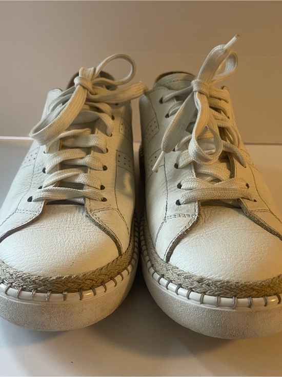 Hogan Shoes - Hogan White Pebbled Leather Espadrille Platform Sneakers Men’s 6 / Women’s 7.5-8